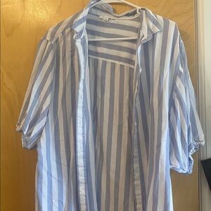 beachlunchlounge Blue and White Striped Button Down Shirt